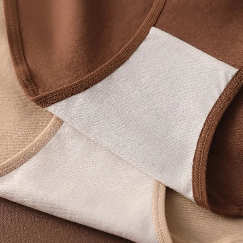 4Pcs/Set Women's Briefs Plus Size Panties High Waist Breathable Underwear Solid Color Cotton Lingerie Comfort M-XXL Panties