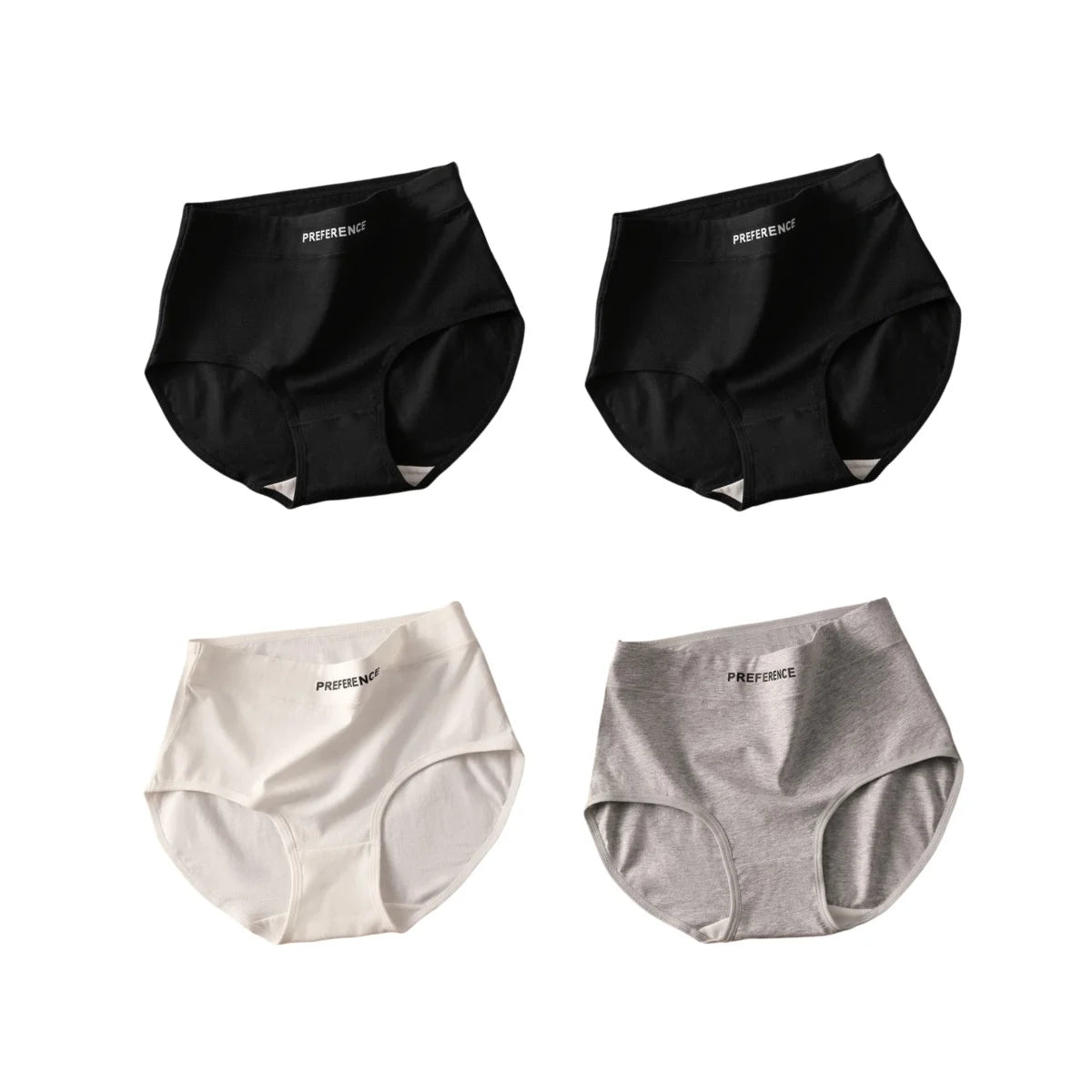4Pcs/Set Women's Briefs Plus Size Panties High Waist Breathable Underwear Solid Color Cotton Lingerie Comfort M-XXL Panties