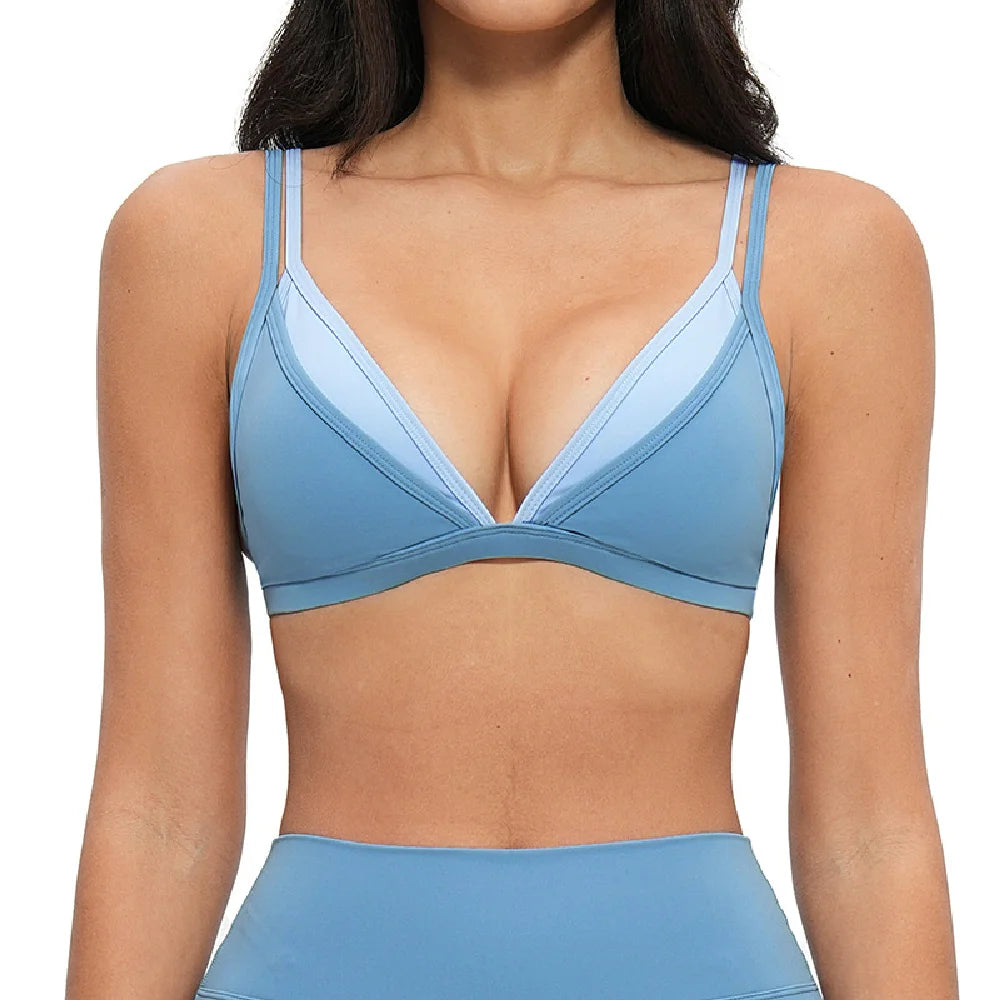 Women's V-Neck Yoga Bra Shockproof Fitness Sports Top Outdoor Casual Tight Female Running Workout Bra Sports Yoga Underwear