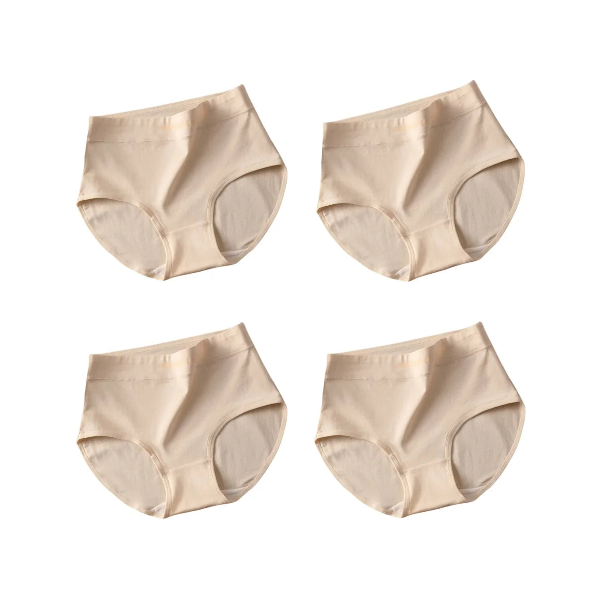 4Pcs/Set Women's Briefs Plus Size Panties High Waist Breathable Underwear Solid Color Cotton Lingerie Comfort M-XXL Panties