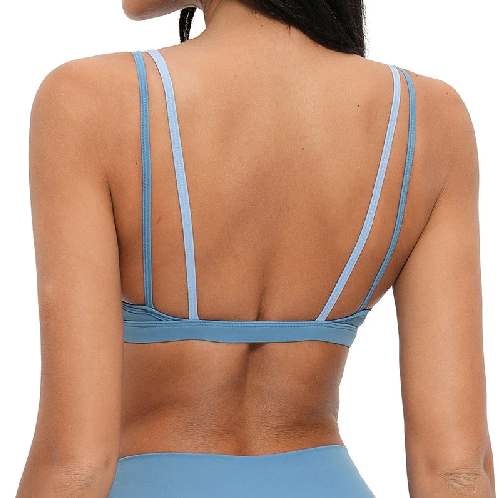 Women's V-Neck Yoga Bra Shockproof Fitness Sports Top Outdoor Casual Tight Female Running Workout Bra Sports Yoga Underwear