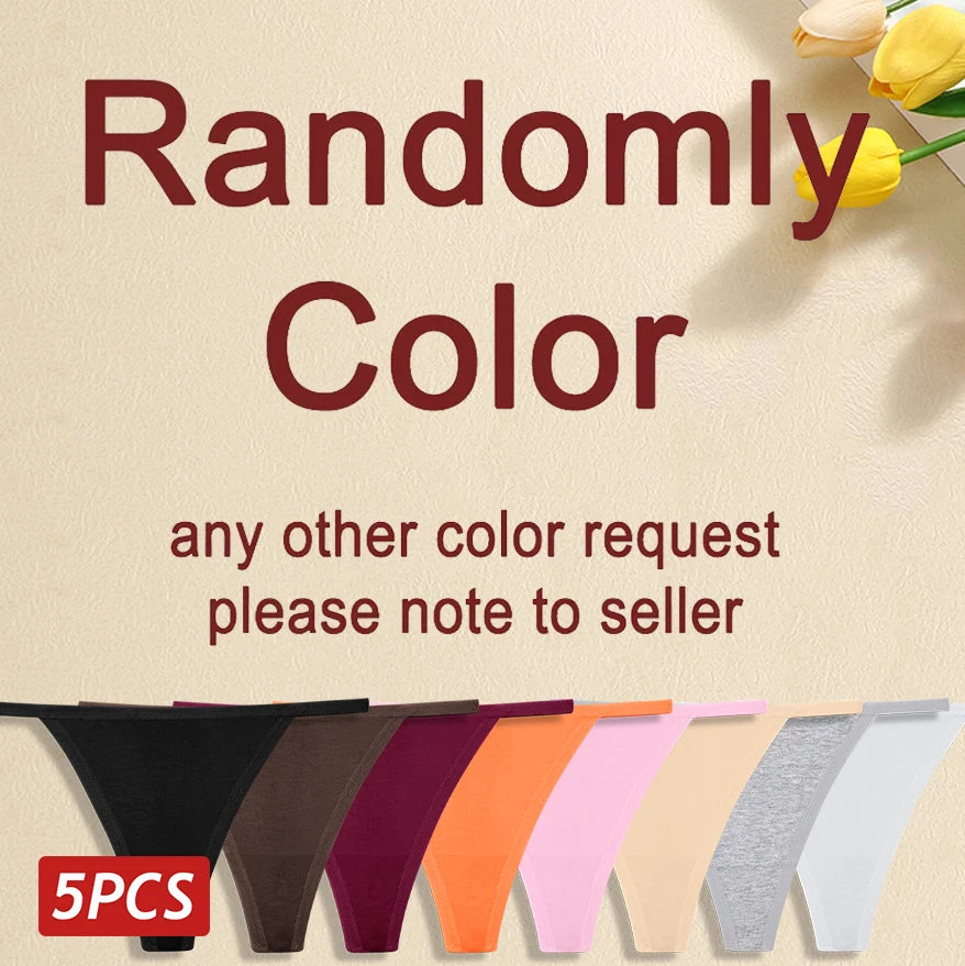 5Pcs Women Cotton Panties Female Thin Belts Underwear Sexy Low Waist G-String Thongs Ladies Soild Panties Breathable Lingerie
