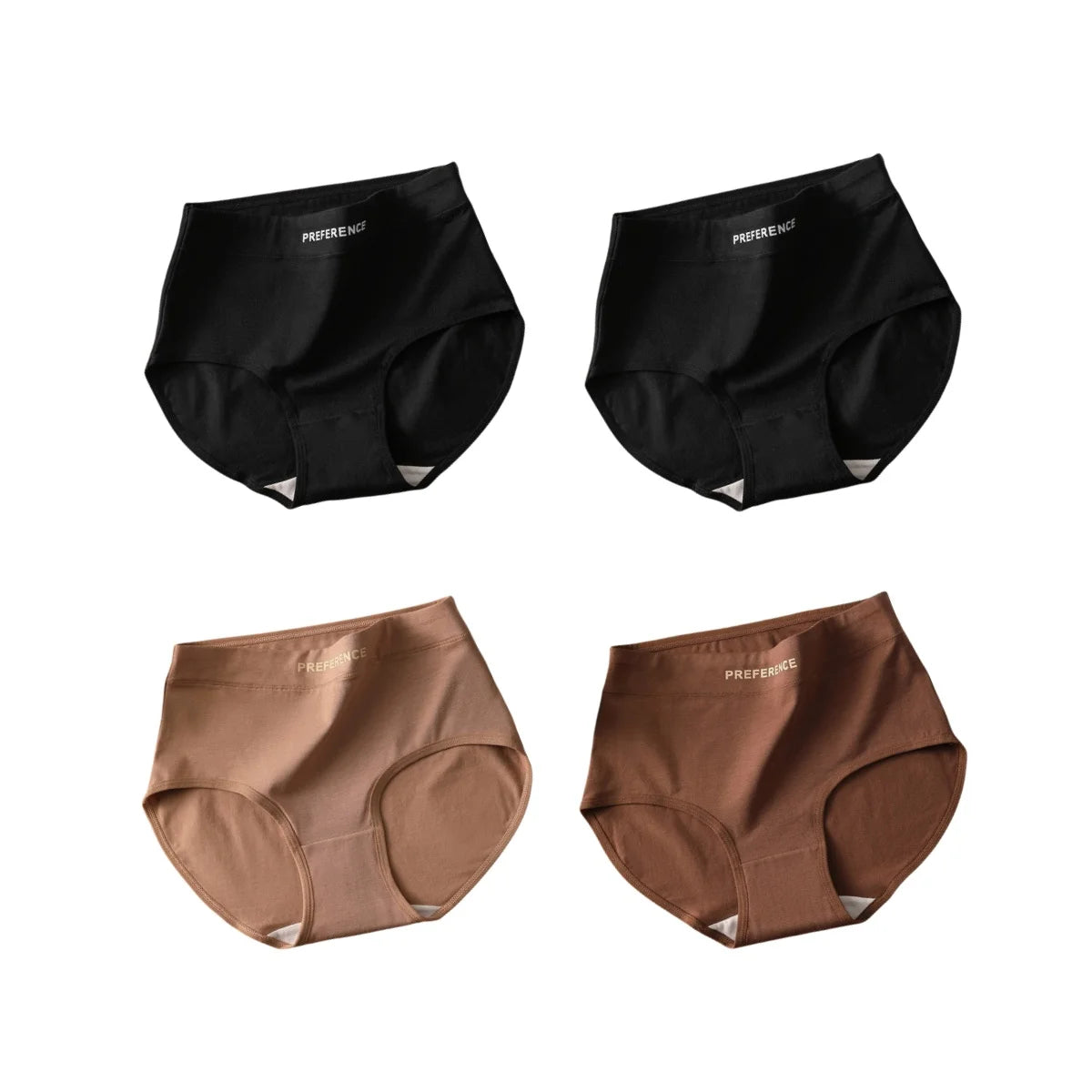 4Pcs/Set Women's Briefs Plus Size Panties High Waist Breathable Underwear Solid Color Cotton Lingerie Comfort M-XXL Panties