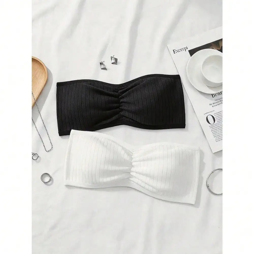 3pcs Tween Girls Casual Camisole Bralette Crop Top Layering Bras, Black, White, Light Floral Gray Strapless Tops