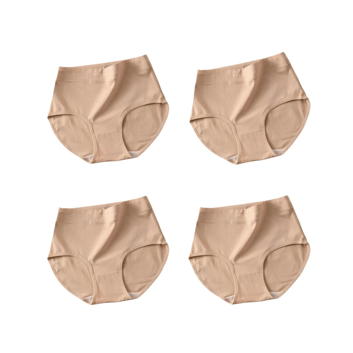 4Pcs/Set Women's Briefs Plus Size Panties High Waist Breathable Underwear Solid Color Cotton Lingerie Comfort M-XXL Panties