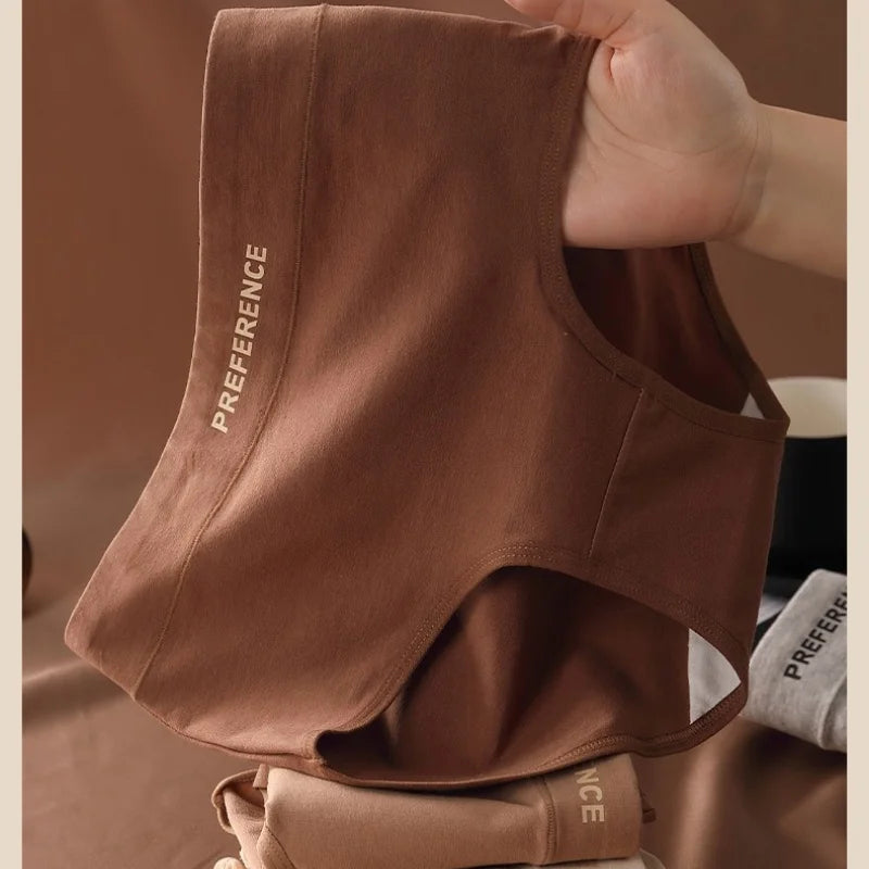 4Pcs/Set Women's Briefs Plus Size Panties High Waist Breathable Underwear Solid Color Cotton Lingerie Comfort M-XXL Panties