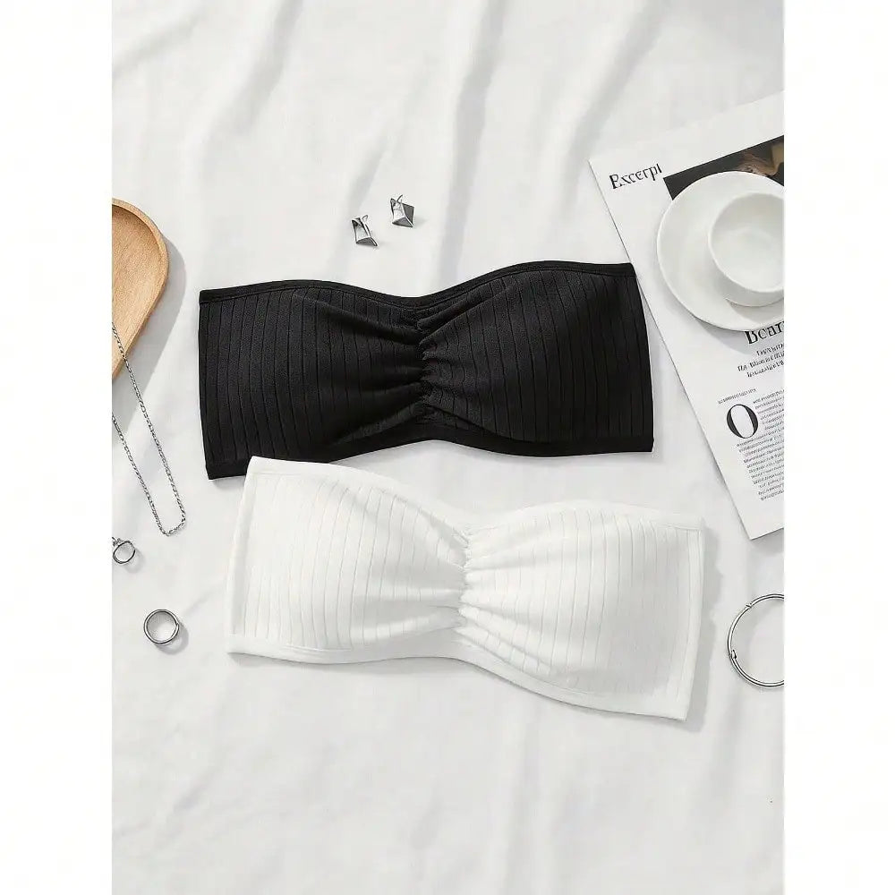 3pcs Tween Girls Casual Camisole Bralette Crop Top Layering Bras, Black, White, Light Floral Gray Strapless Tops