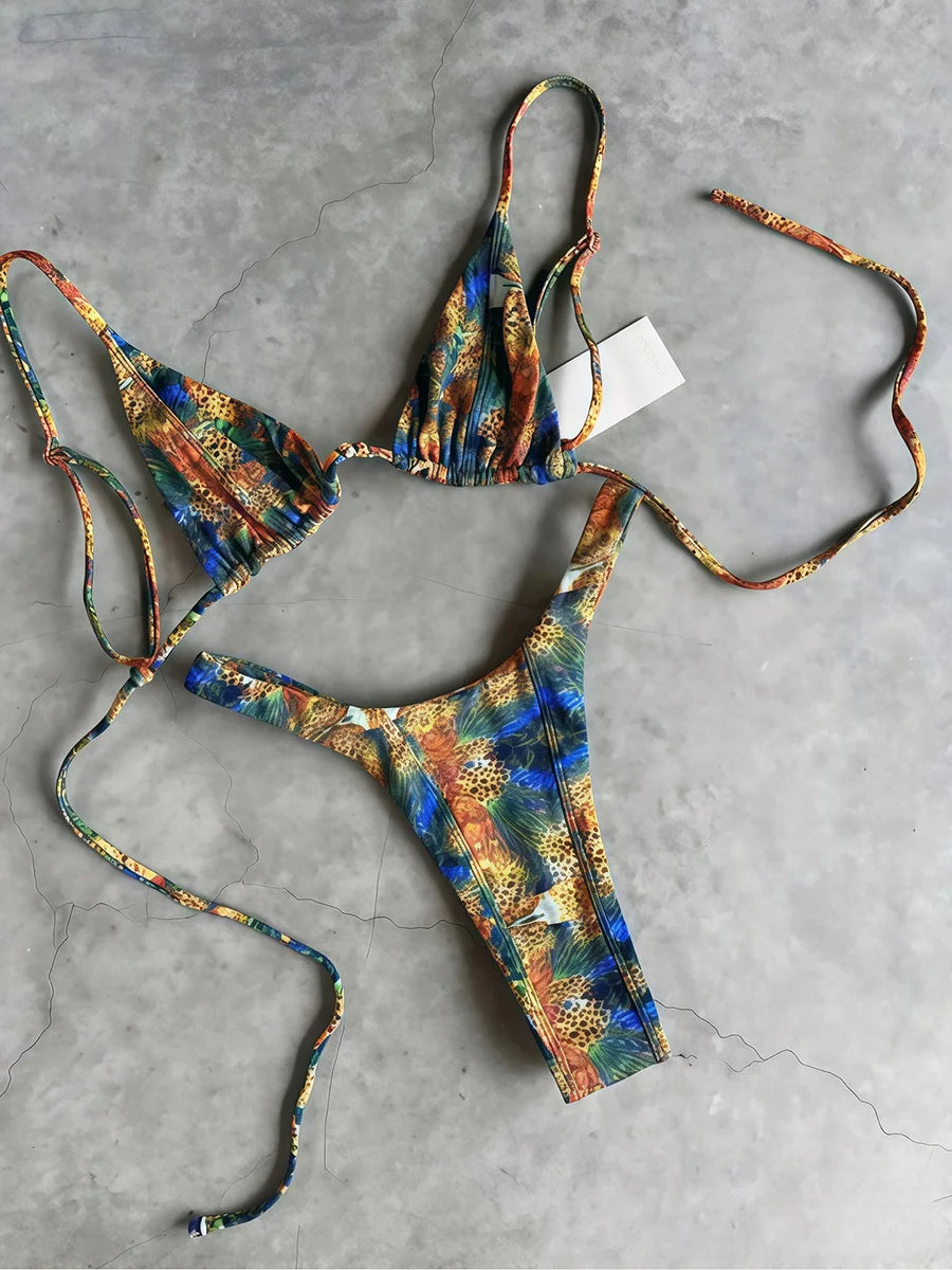 Micro Swimwear Sexy Women's swimsuit String Bikinis Brazilian Bikini Set Print Biquini Bathing Suit Swim Suit Beachwear