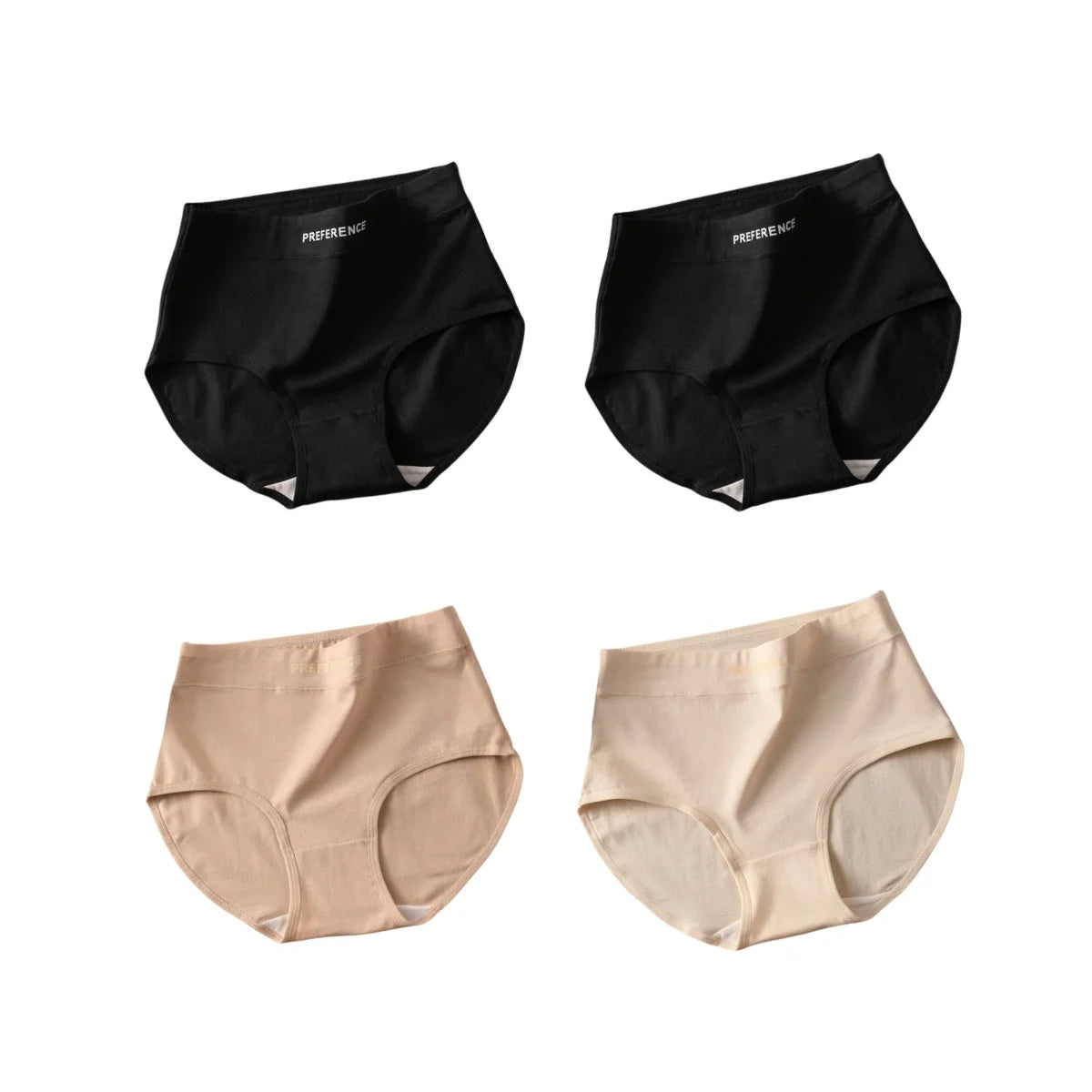 4Pcs/Set Women's Briefs Plus Size Panties High Waist Breathable Underwear Solid Color Cotton Lingerie Comfort M-XXL Panties